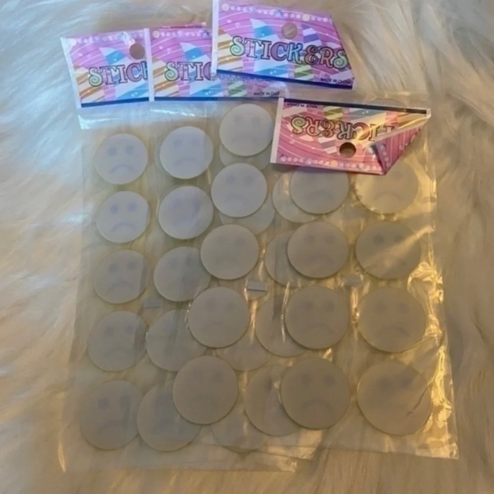 40 Frowning Face‎ Puff Stickers Sad Emoji Yellow Black Frowny Unhappy Emotion